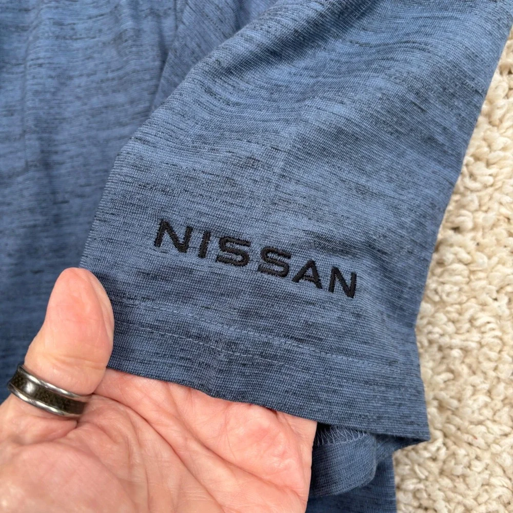 TravisMathew Polo Shirt Mens‎ XXL Blue Excellent Nissan Heathered Short Sleeve